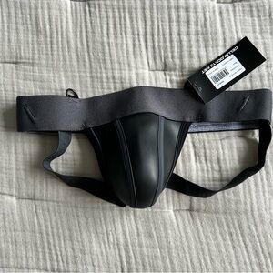Black Athletic Supporter with Elastic Waistband and Leg Straps